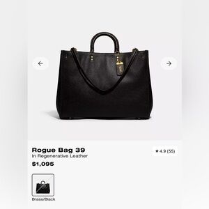 Coach Rogue Bag 39 in Black Leather